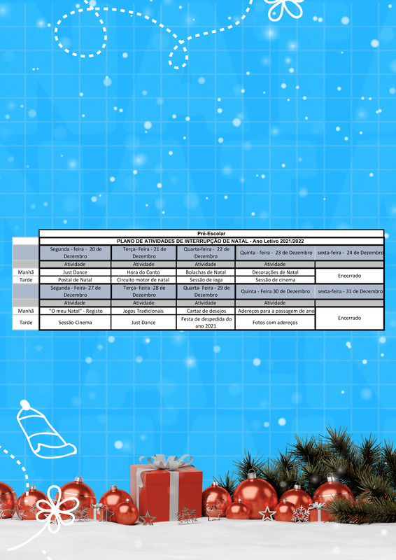 Plano de atividades de Natal | Colégio de Alfragide